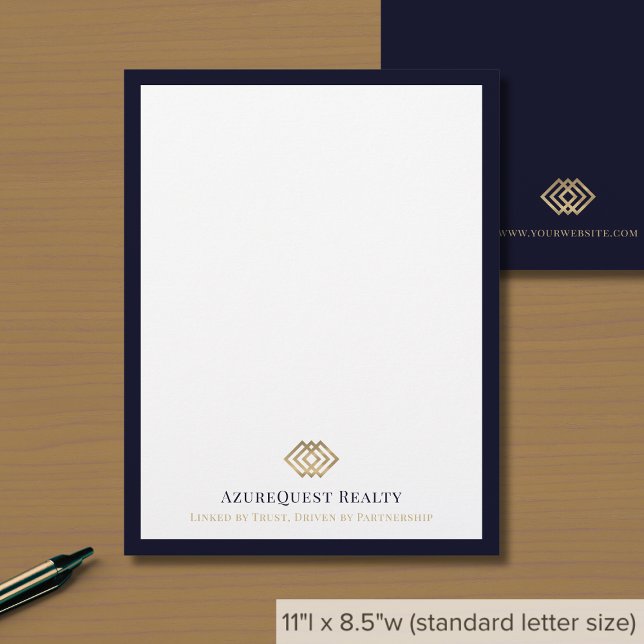 Elegant Logo Luxury Navy Border Custom Letterhead (Creator Uploaded)