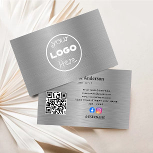 Elegant Logo Metal Aluminium Silver Brushed Business Card
