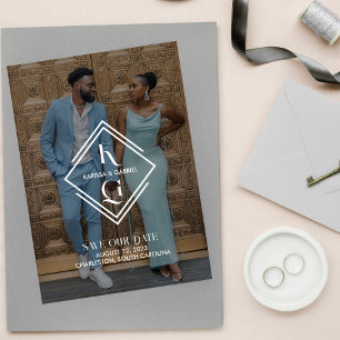 Elegant Logo Photo Wedding Save The Date Invitation