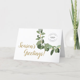 Elegant Logo Season's greetings modern thank you Holiday Card
