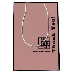 Elegant Logo Thank You! Black Pink Hair Salon Medium Gift Bag