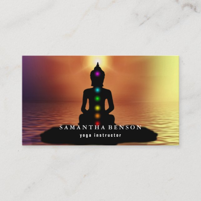 Elegant Logo Yoga Instructor Business Card (Front)