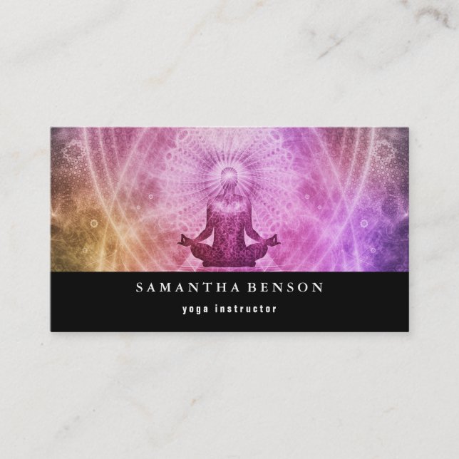 Elegant Logo Yoga Meditation Business Card (Front)