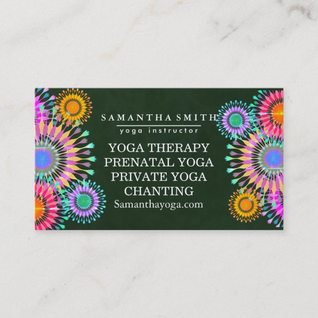 Elegant Logo Yoga Meditation Lotus Flowers Business Card (Front)