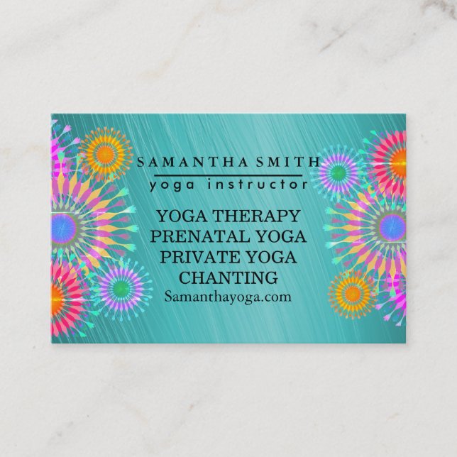 Elegant Logo Yoga Meditation Lotus Flowers Business Card (Front)