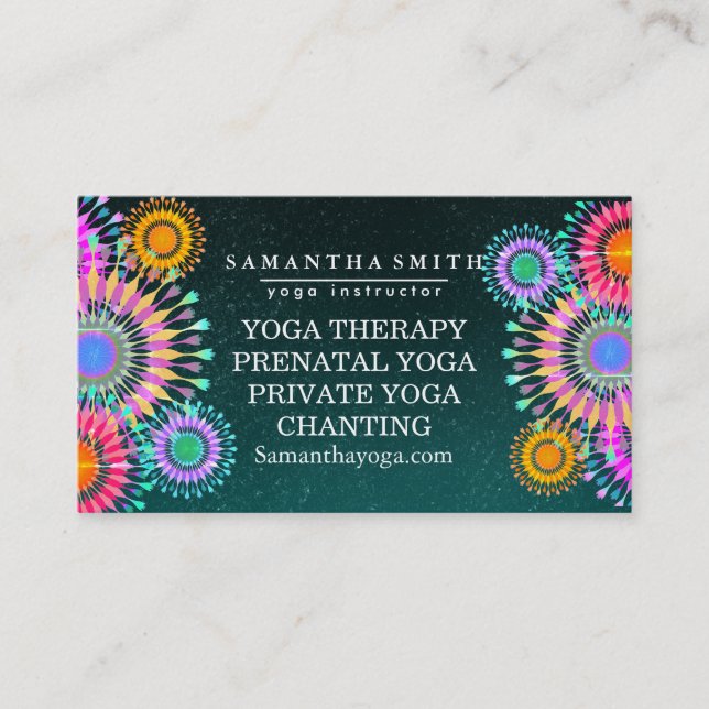 Elegant Logo Yoga Meditation Lotus Flowers Business Card (Front)