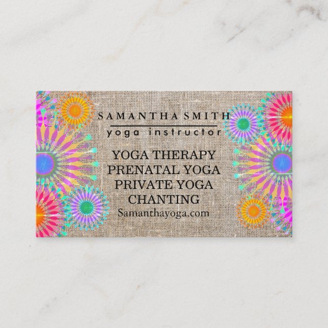 Elegant Logo Yoga Meditation Lotus Flowers Business Card (Front)