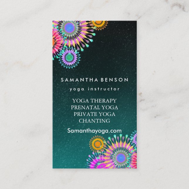 Elegant Logo Yoga Meditation Lotus Flowers Business Card (Front)