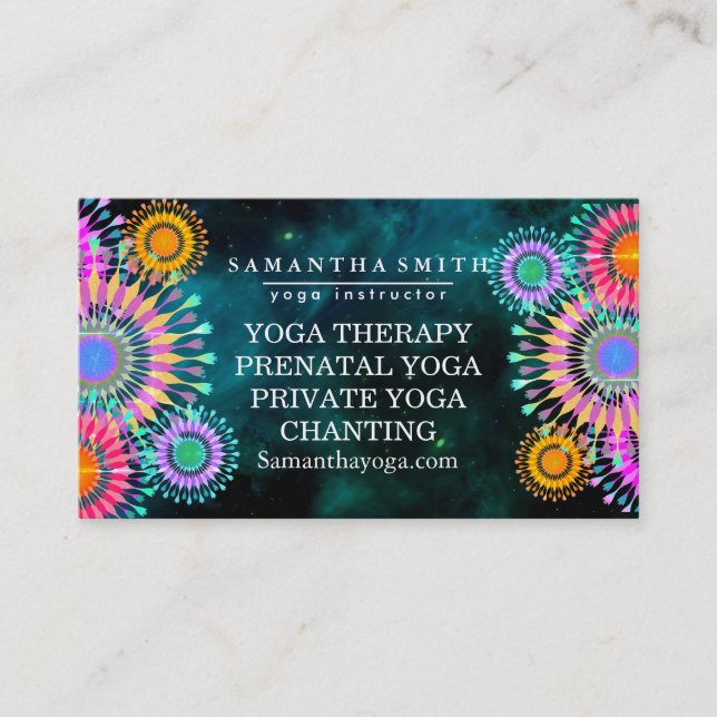 Elegant Logo Yoga Meditation Lotus Flowers Business Card (Front)