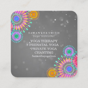 Elegant Logo Yoga Meditation Lotus Flowers Square  Business Card
