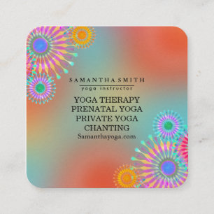Elegant Logo Yoga Meditation Lotus Flowers Square  Business Card
