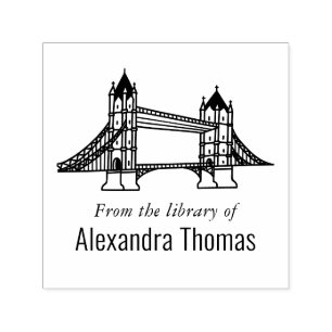 Elegant London Bridge Library Book Name Self-inking Stamp