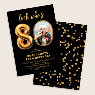 Elegant Look Who's 80 Photo 80th Birthday Invitation
