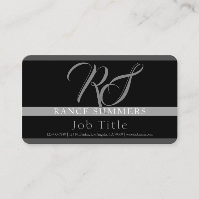 Elegant looking appearance | Elegant Monogrammed Business Card (Front)