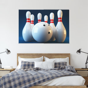 Elegant Looking Energetic Bowling Game scene Wall Canvas Print