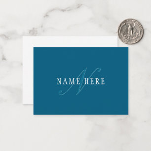Elegant Looking Monogram   Ocean Blue Card
