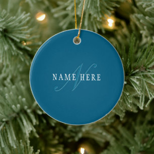 Elegant Looking Monogram   Ocean Blue Ceramic Tree Decoration