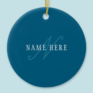 Elegant Looking Monogram Ocean Blue Ceramic Tree Decoration