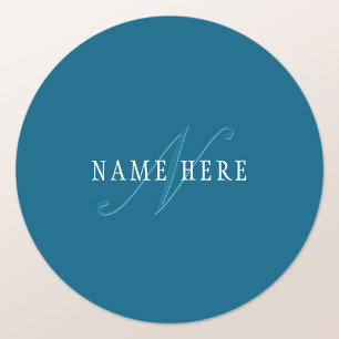 Elegant Looking Monogram   Ocean Blue Classic Round Sticker