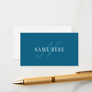 Elegant Looking Monogram   Ocean Blue Enclosure Card