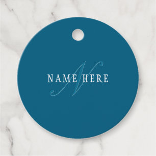Elegant Looking Monogram   Ocean Blue Favour Tags