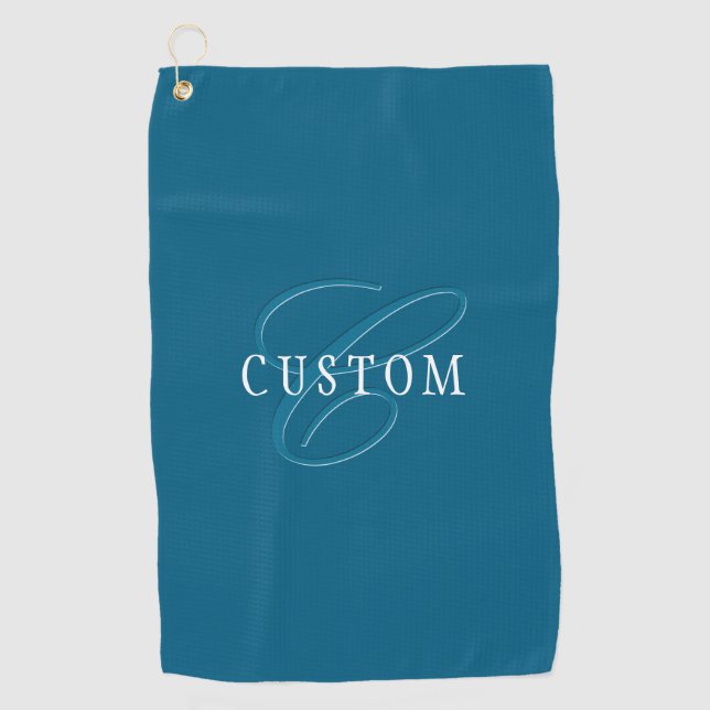 Elegant Looking Monogram | Ocean Blue Golf Towel (Front)