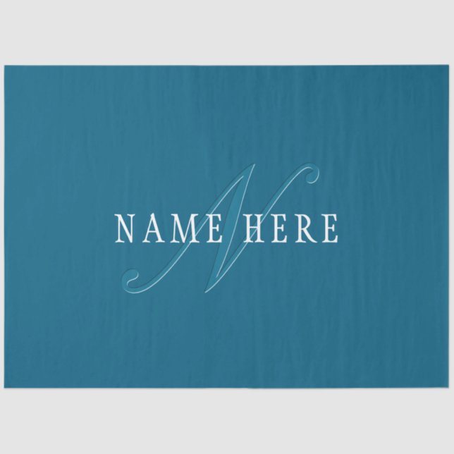 Elegant Looking Monogram | Ocean Blue Tissue Paper (Front)