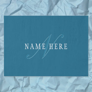 Elegant Looking Monogram Ocean Blue Tissue Paper