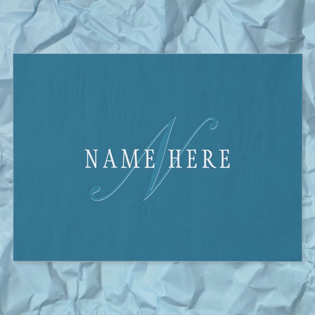 Elegant Looking Monogram | Ocean Blue Tissue Paper (Creator Uploaded)