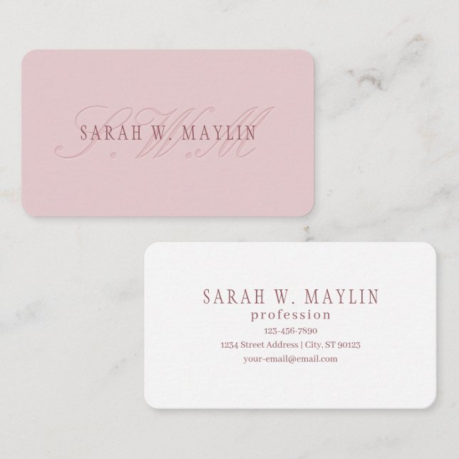 Elegant Looking Monogram | Rose Gold Business Card (Front/Back)