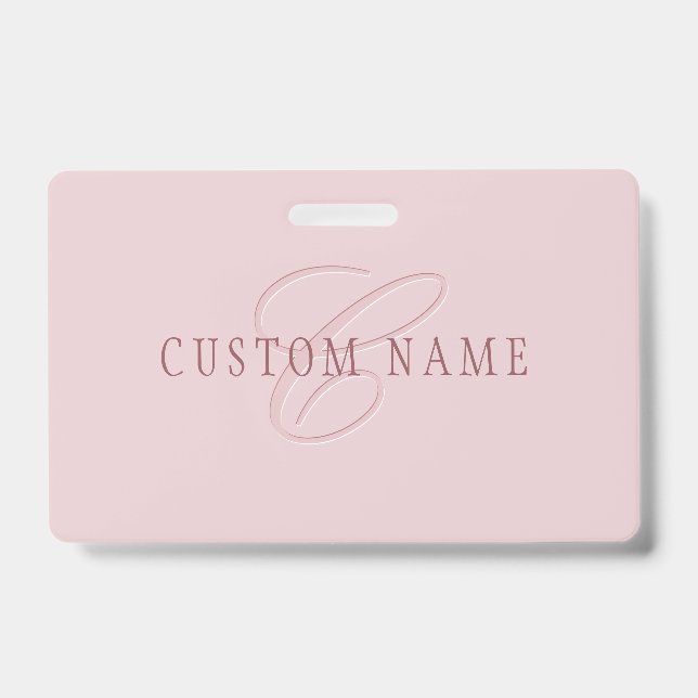 Elegant Looking Monogram | Rose Gold ID Badge (Front)