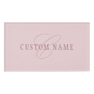Elegant Looking Monogram   Rose Gold Name Tag