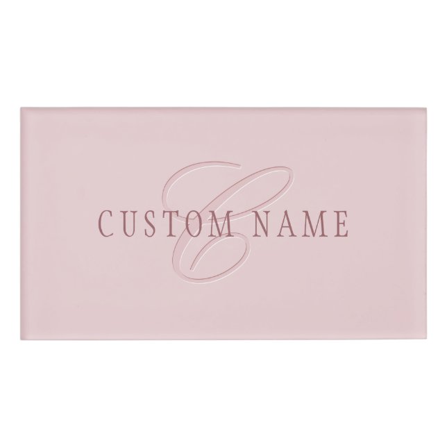 Elegant Looking Monogram | Rose Gold Name Tag (Front)