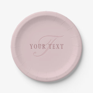 Elegant Looking Monogram   Rose Gold Paper Plate