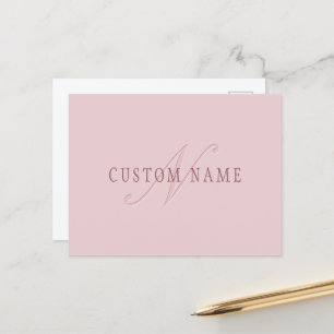 Elegant Looking Monogram   Rose Gold Postcard