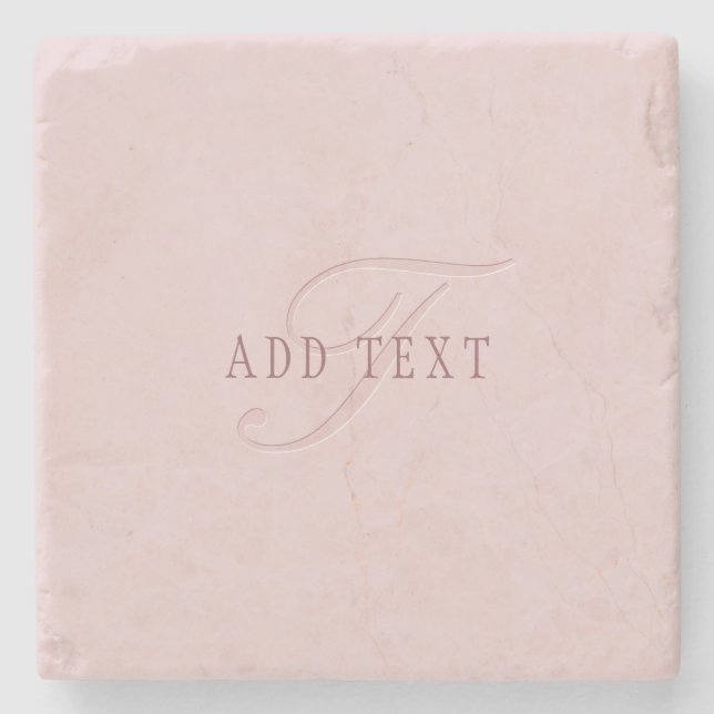 Elegant Looking Monogram | Rose Gold Stone Coaster (Front)