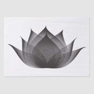 Elegant Lotus Black and White Floral Moiré Minimal Tissue Paper