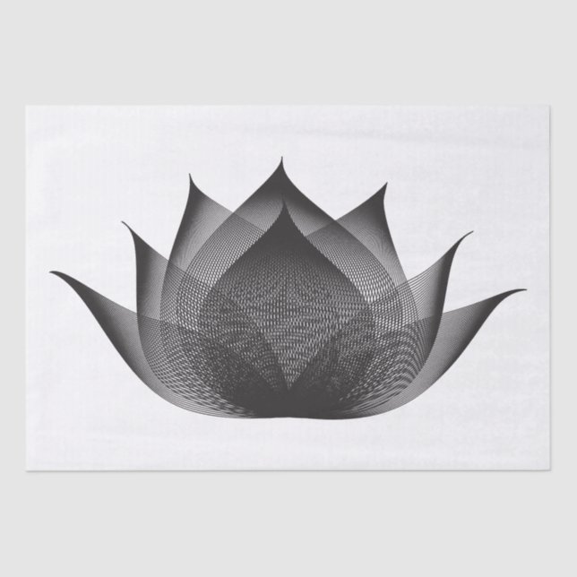Elegant Lotus Black and White Floral Moiré Minimal Tissue Paper (Front)