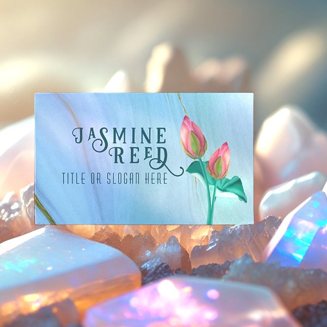 Elegant Lotus Bud for Wellness Spa | Marble & Gold Business Card (Marble and Gold Hand Painted Lotus Flower Business Card, perfect if you are a Massage Therapist!)