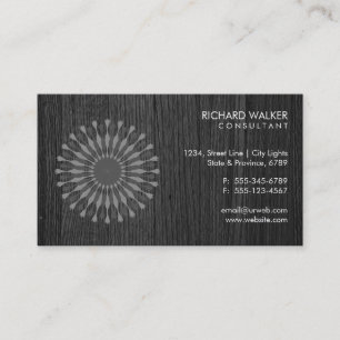 Elegant Lotus Floral Black Wood Health Wellness Business Card