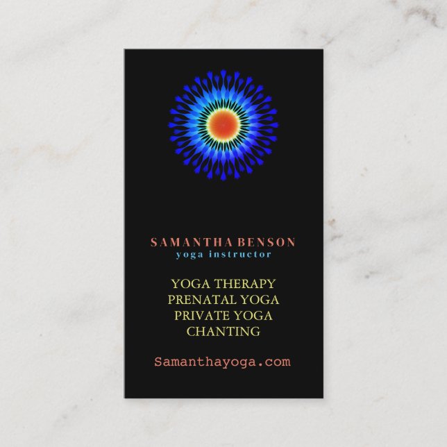 Elegant Lotus Floral Logo Yoga Meditation Business Card (Front)
