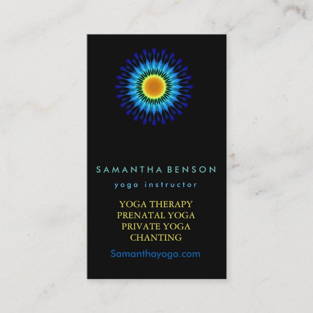Elegant Lotus Floral Logo Yoga Meditation Business Card (Front)