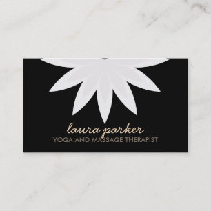 Elegant Lotus Flower Black Yoga Healing Health Business Card