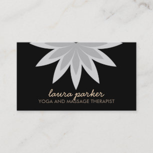 Elegant Lotus Flower Black Yoga Healing Health Business Card
