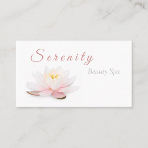 Elegant Lotus Flower Blush Pink & White Beauty Spa Business Card