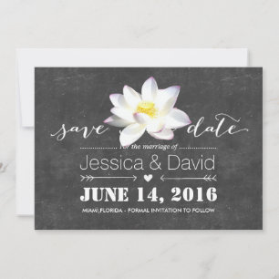 Elegant Lotus Flower Chalkboard Save the Date