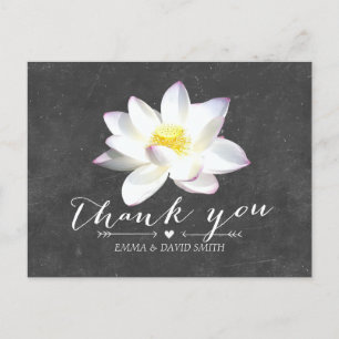 Elegant Lotus Flower Chalkboard Thank You Postcard
