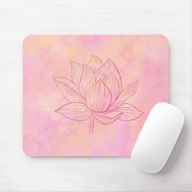 Elegant Lotus Flower Illustration Light Pink Art  Mouse Mat (With Mouse)