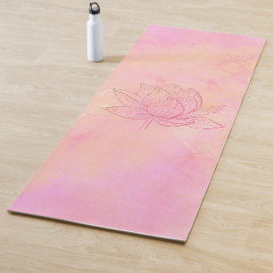 Elegant Lotus Flower Illustration Light Pink  Yoga Mat