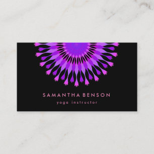Elegant Lotus Flower Logo Yoga Black Background Business Card